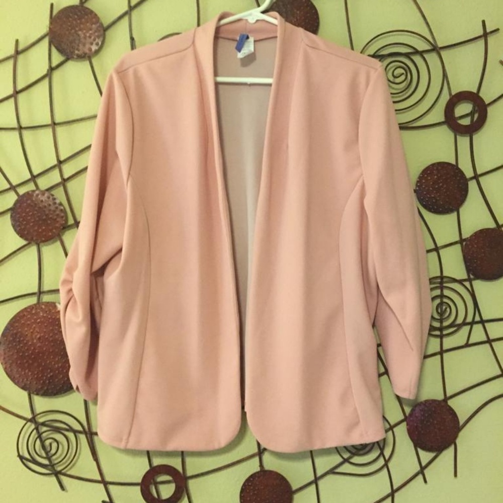 Pink blazer, plus size.